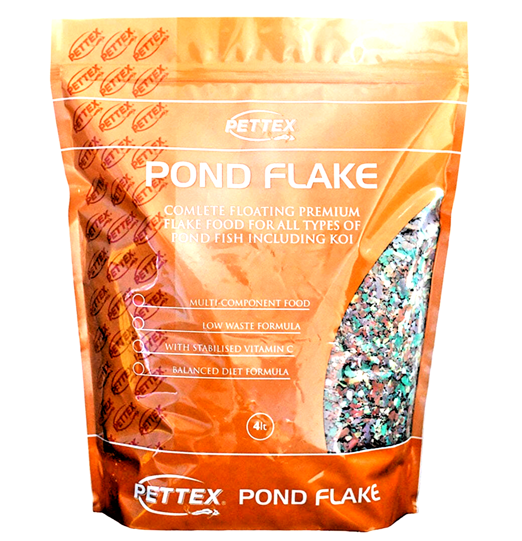 4L PREMIUM POND FLAKE : Pettex Complete Floating Pond Fish Food Koi Litres Feed