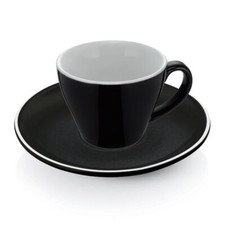 20x Espresso doppio Tasse Obertasse + Untertasse Italia 180 ml schwarz, Porzella