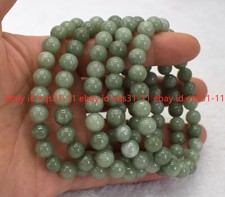 5 Pcs 8mm Natural A Green Jade Jadeite Round Gems Beads Elastic Bracelet 7.5''