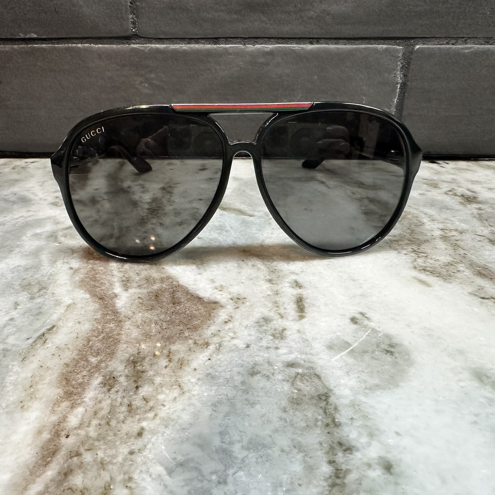 Gucci Aviator Sunglasses  GG 1627/S D28R6 Polished Black Signature Stripe-image