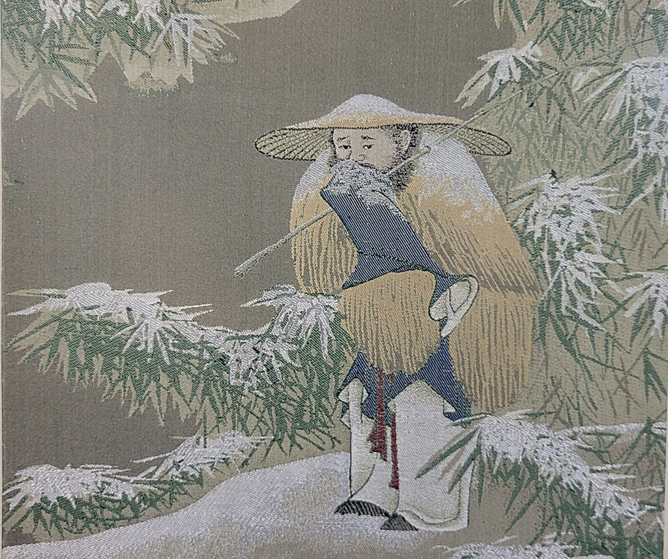 Tapiz chino de rayón "pesca en un día nevado" bien enmarcado Foto 4 de 4