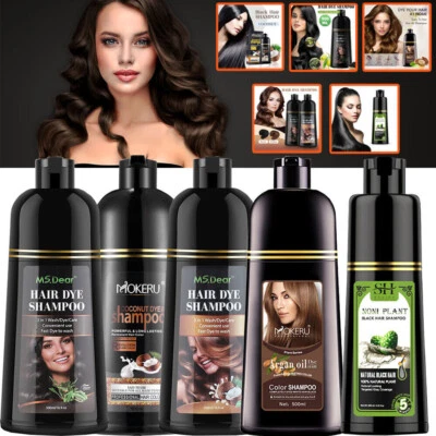 MS DEAR Hair Dye Shampoo Natural Herbal Permanent Instant Dye Hair Color Shampoo 500ml