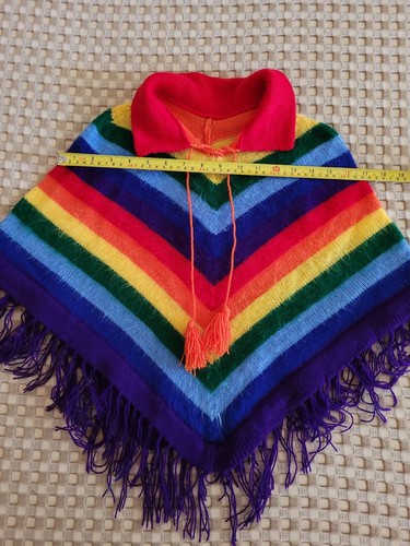 Child's Rainbow Poncho Knit No Size Tag Refer to Pictures For Measurements - Picture 6 of 8