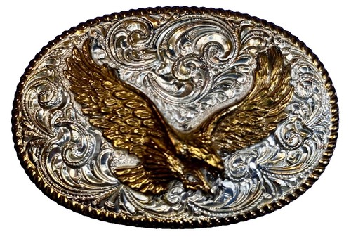Vintage R. A. Guthrie ornate silver ranger belt buckle 4 pc 