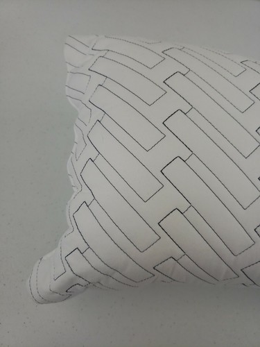 Novelty Rectangle White With Navy Blue Stitching Decorative Pillow Bed Etc Decor - Picture 3 of 9