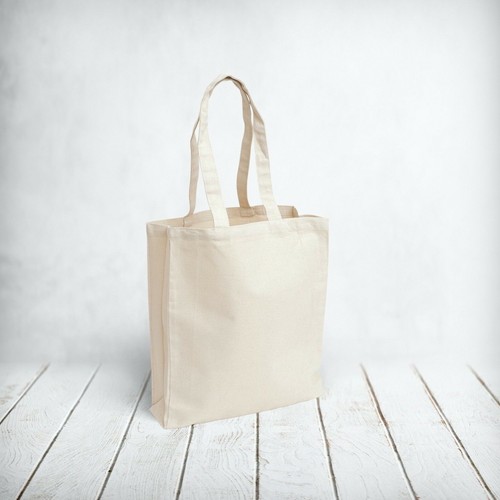 100 Lot Canvas Cotton Heavy Duty Shopping Tote Bag Gusset Natural Wholesale Bulk - Picture 3 of 3