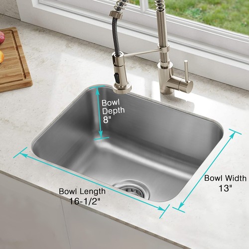 JASSFERRY 18in Basic 18 Gauge Stainless Steel Undermount Bar 1 bowl Kitchen Sink - Imagen 3 de 7