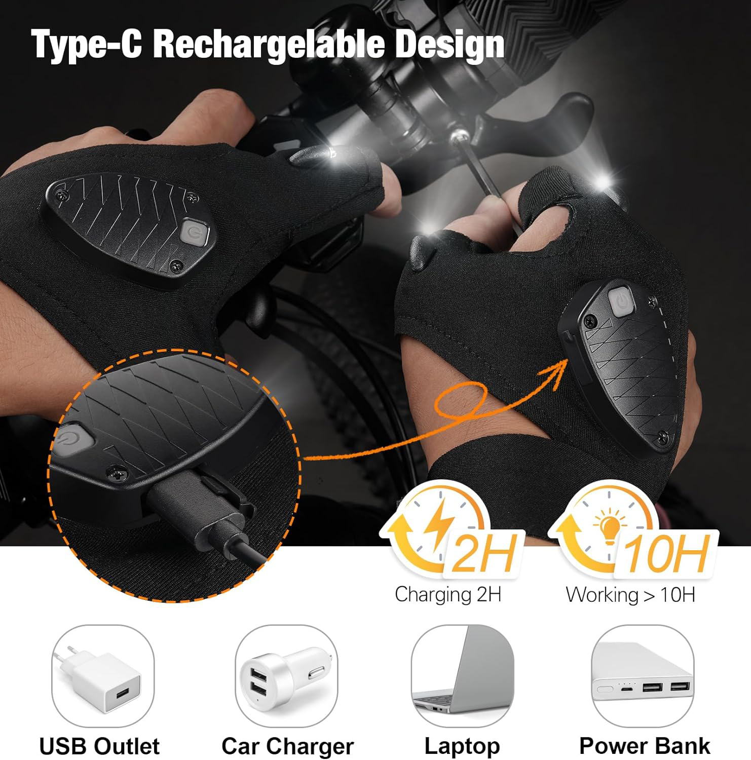 CENSGO Gifts for Men Outdoor Fishing Gloves with Light, Rechargeable