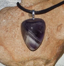 Chevron Amethyst Free Form Stone Crystal Pendant Necklace