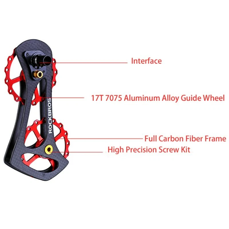 Polea de cambio trasero ROCKBROS 17T cerámica carbono 11S para Shimano SRAM DURA ACE Foto 4 de 4