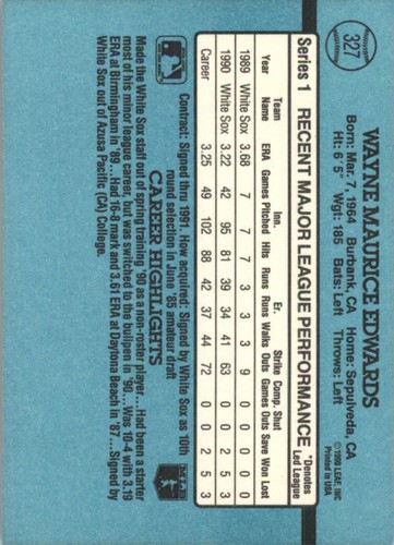 1991 Donruss Wayne Edwards #327 - Picture 2 of 2