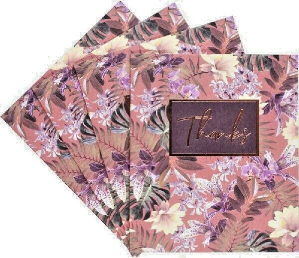4 THANK YOU CARDS - FLOWERS - FLORAL - blank - notelets - QUALITY ...