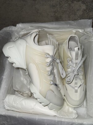 Dior D-Connect White Neoprene Logo Lace Up Tie Flat Platform
