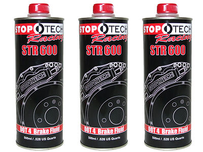 (3x 500mL Cans) Stoptech Racing STR600 High Performance 594F DOT 4 Brake Fluid