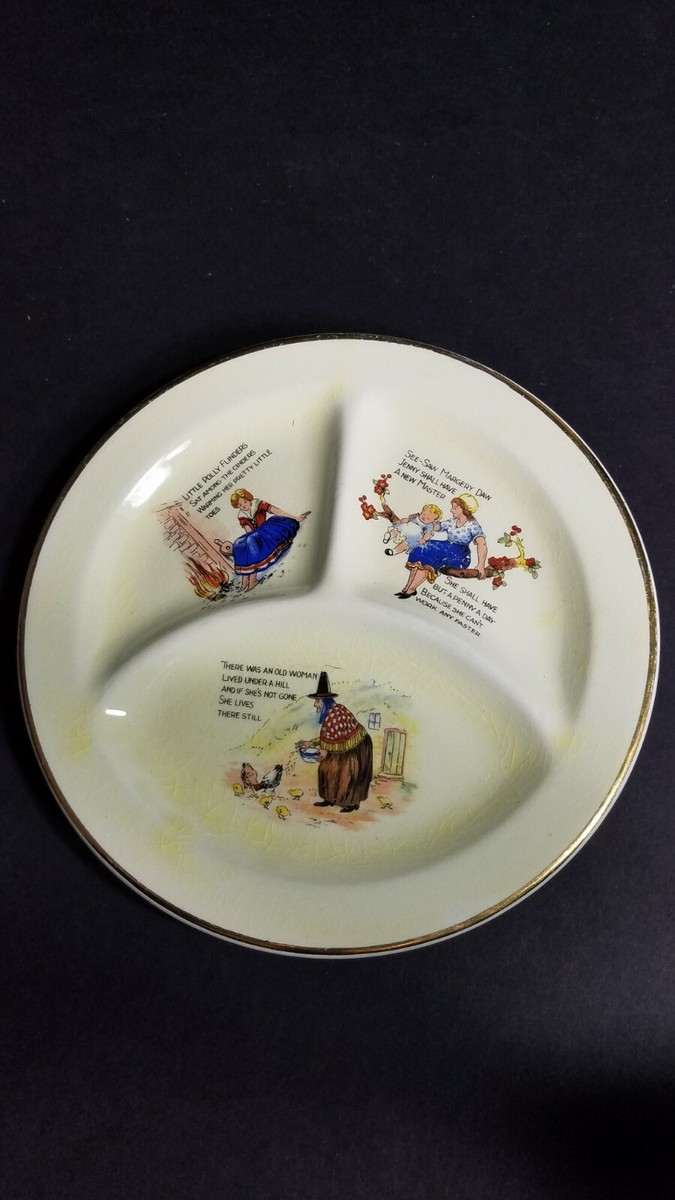 Vintage Nursery Rhyme Divided Plate or Dish Polly Flinders