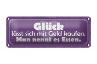 Blechschild Spruch 27X10 Cm GlüCk LäSst Sich Kaufen Essen Deko Schild Tin Sign