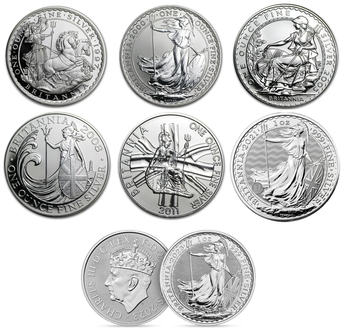 1997 to 2024 Silver BRITANNIA 1oz Coin UK Royal Mint Bullion coins