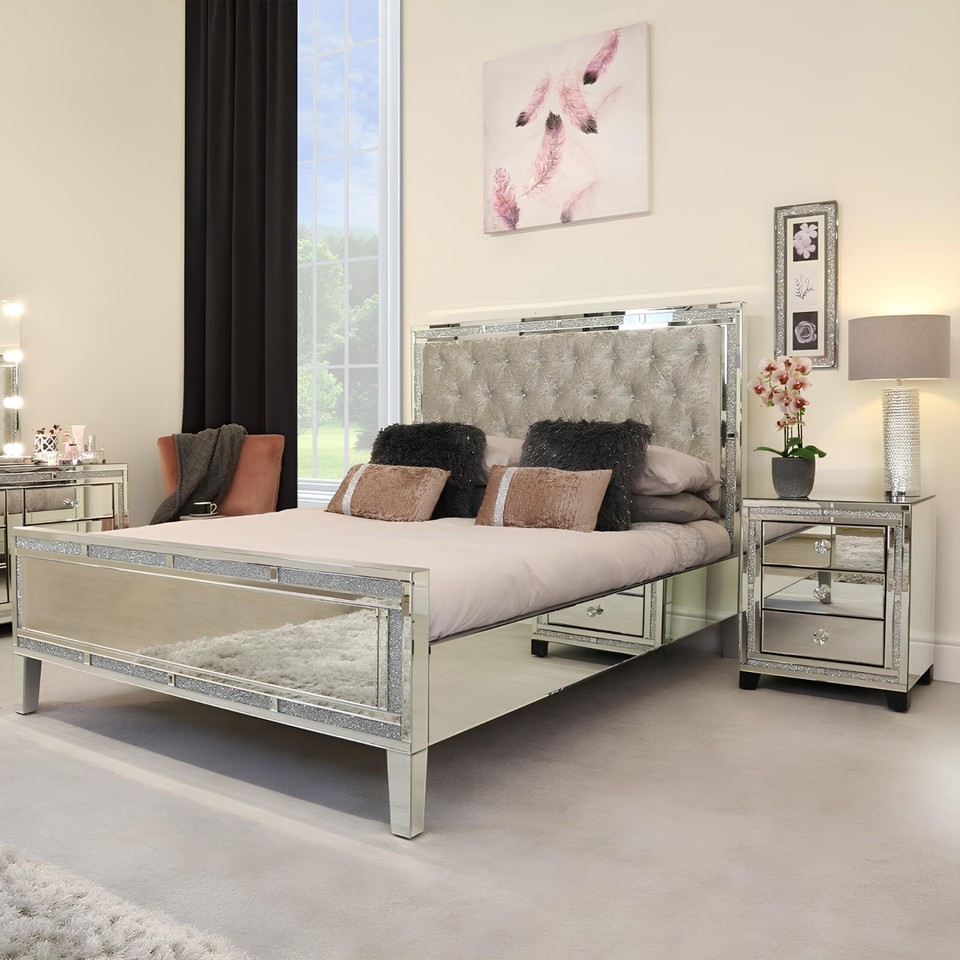 Valencia Mirrored Chester Drawer / Bedside / Wall Mirror | eBay UK