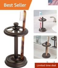 iDesign York Collection Bronze Toothbrush Holder Cup - 4-Slot Bathroom Organizer