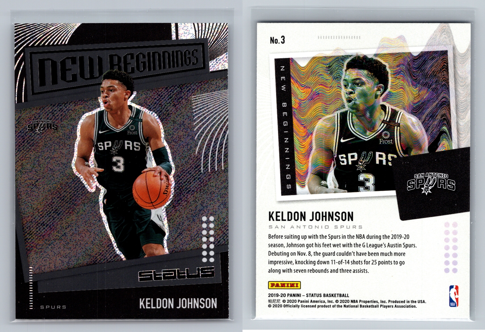 2019-20 Panini Status #3 Keldon Johnson New Beginnings