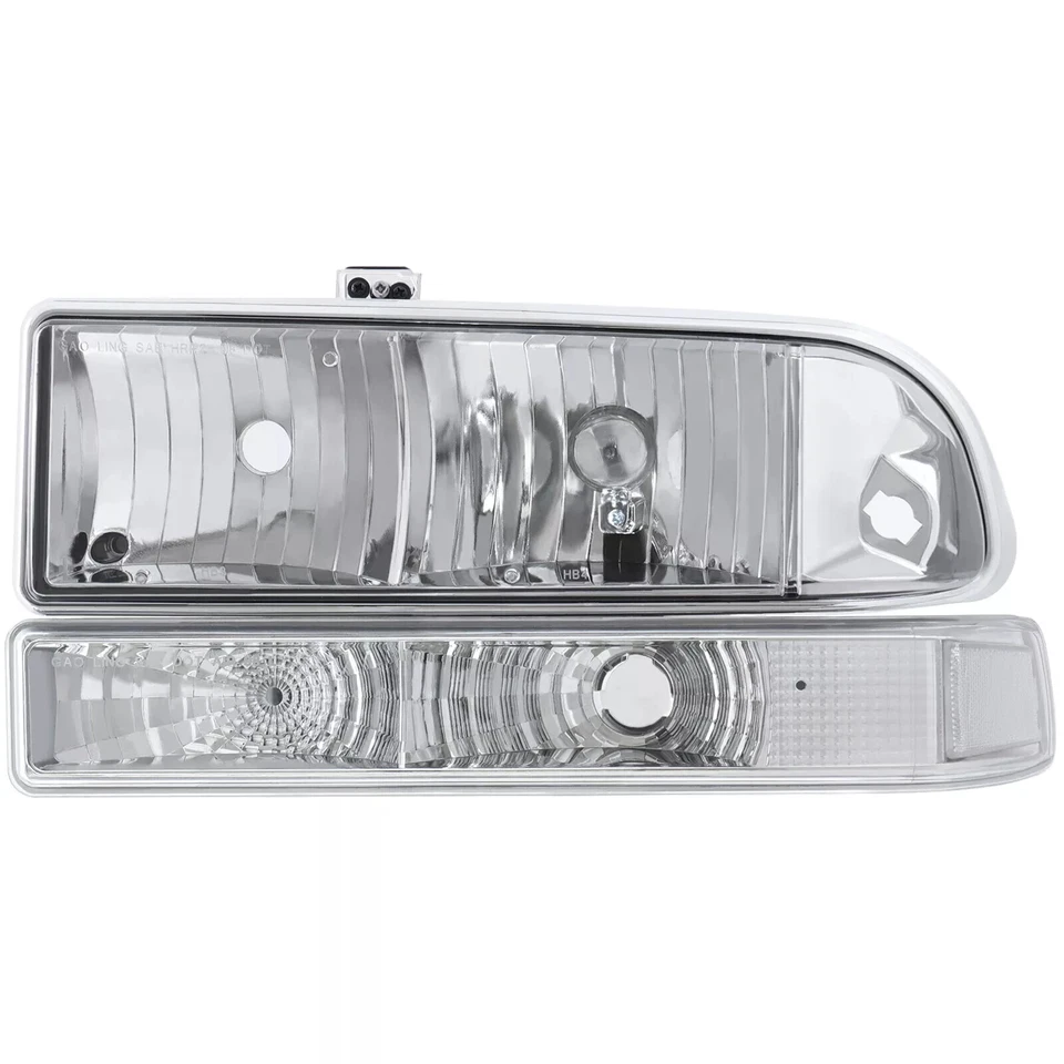Conjunto de faros cromados para 98-04 CHEVY S10/BLAZER carcasa esquina transparente Foto 4 de 4