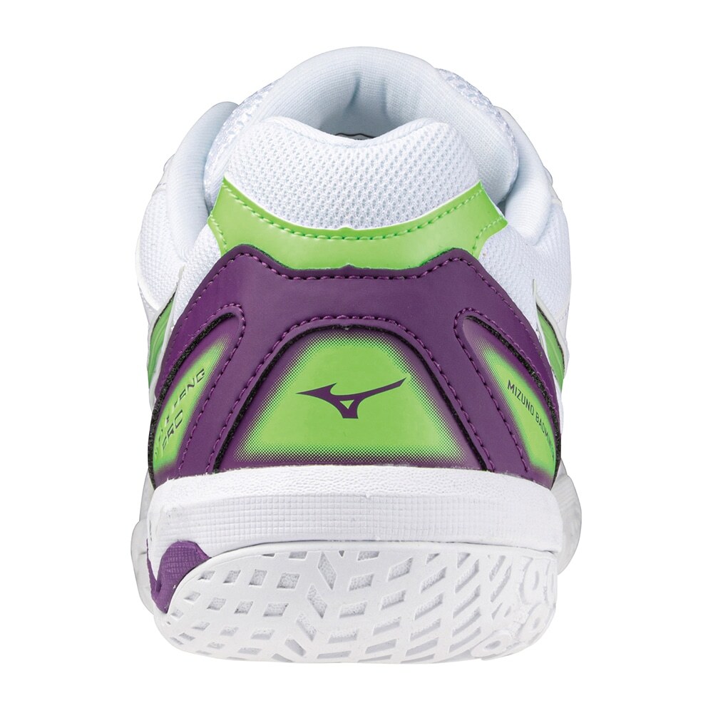 WAVE FANG PRO ホワイト×グリーン×パープル Mizuno Badminton Shoes WAVE FANG PRO White/Green/Purple