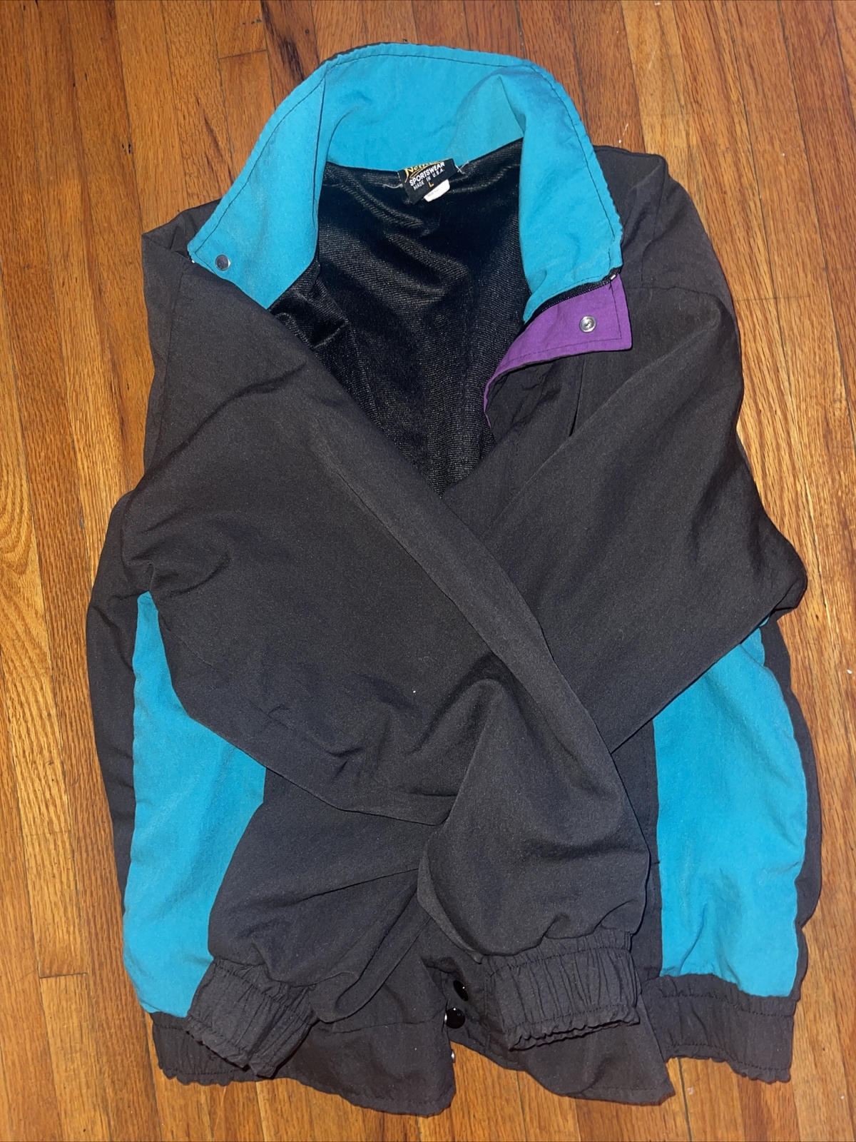 Vintage Nemesis Sportswear Bomber Jacket Large Black … Gem