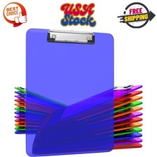 25 Transparent Colored Clipboards Bulk for Classroom Office Plastic Clipboard