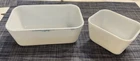 2 Vintage Pyrex White 0502 & 0501 Refrigerator Dish