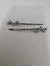 New Pair Of Dark Metal Rhinestone Zigzag Bobby Pins - Hair Jewelry Accessories