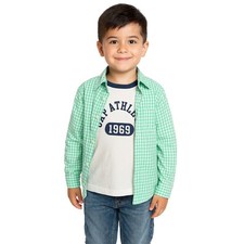 Boys Woven Shirt and T-Shirt Set by Gap Kids Size XS 4/5 Green and White