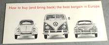 Aug 1964 Vw Volkswagen Fold Out Car Dealer Sales Brochure Data Leaflet
