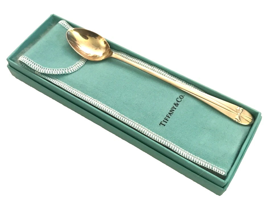 TIFFANY & CO 925 STERLING SILVER SPAIN BABY SPOON 'TIFFANY BOW' INCL POUCH & BOX - Image 2 of 4