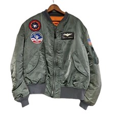 Vtg Named Alpha Industries MA-1 Flight Jacket USA 2XL USN NASA Space Patches