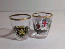 2 Gold Trimmed Shot Glass Heidelberg Germany & London 2"T