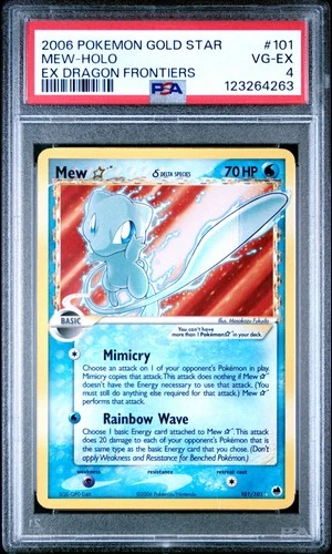 2006 POKEMON EX DRAGON FRONTIERS GOLD STAR #101 MEW-HOLO PSA 4