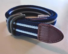 Janie and Jack Boys Belt 2T-3 Navy/White Striped Skinny Polyester Leather