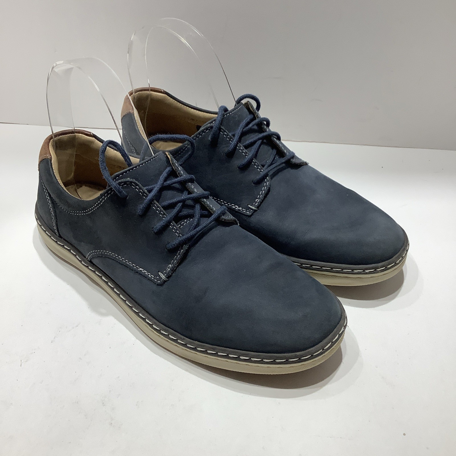 SAOLA Scarpe Johnston & Murphy McGuffey Oxford punta liscia blu navy scamosciate grandi ragazzi taglia 5M