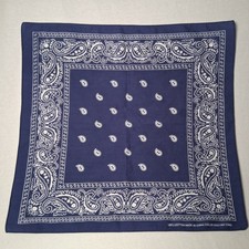 Vintage Bandana Scarf Handkerchief Blue Paisley Color Fast Western RN13960 China