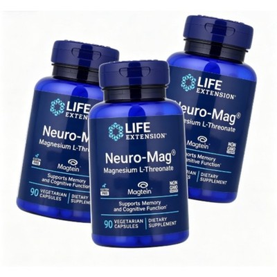 3 Pack Life Extension Neuro-Mag 90 Caps, Magnesium L-Threonate for Brain