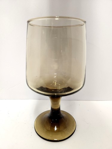 Vintage Brown Smoke Glass Goblets Set of 5 – Mid-Century Pedestal Style - Picture 7 of 7