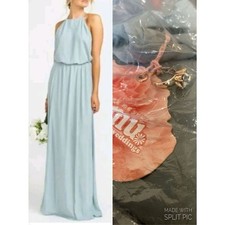 MUMU Weddings Silver Sage Crisp Heather Halter Maxi Dress