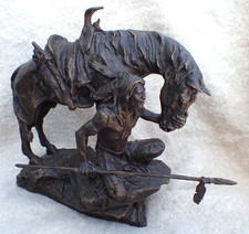 RARE HARD TO FIND BUCK MCCAIN PROTECTOR OF THE PLAINS BRONZE SCULPTURE