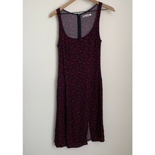 Reformation Gilmore Dress Navy Blue with Ditsy Red Floral Print Womens Size 2 