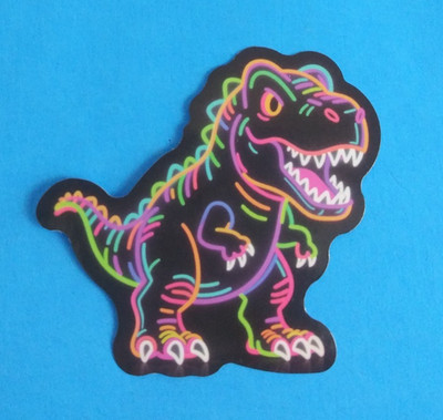 Bright Colorful Neon Dinosaur Sticker 2'' x 2.18'' (G)