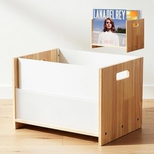 Vinyl Record Storage Box   White  Rubberwood LP Crate with Acrylic Glass   F...