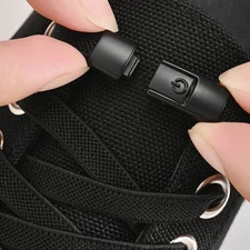 1 Pair No Tie Elastic Shoe Laces: 8mm Press Lock Flat Sneaker Shoelace - NEW