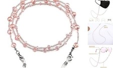 Eyeglass Chain for Women Stylish Mask Lanyard Natural Crystal Mask Chain Pink