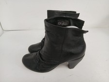 Women's Black Leather Ankle Boots Shoes Pull on UK Size 7 Buffalo London Ref: 71