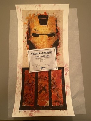 Bask Iron Man 3 Box Office Edition Hand Embellished Art Print Signed Numbered CO